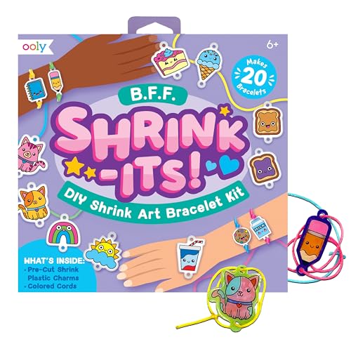 Ooly 24 PC DIY Shrinking Art Kit for Kids 20 Plastic Pre Cut Charms and More No Mess Creative Activity Bracelet Making Kit BFF - Image 1