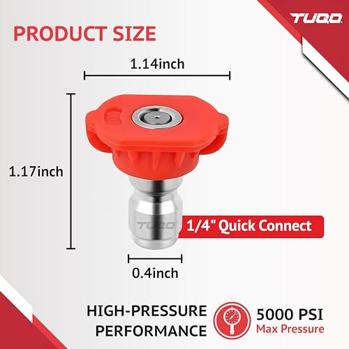 TUQO Premium Pressure Washer Nozzle Tips 1/4 inch | 4350PSI | 300Bar | 4pcs set 0, 15, 25, 40 With 1/4" Brass Quick Connector | Pack of 5 | Pressure Washer Accesories - (DS102 Combo) - Image 2