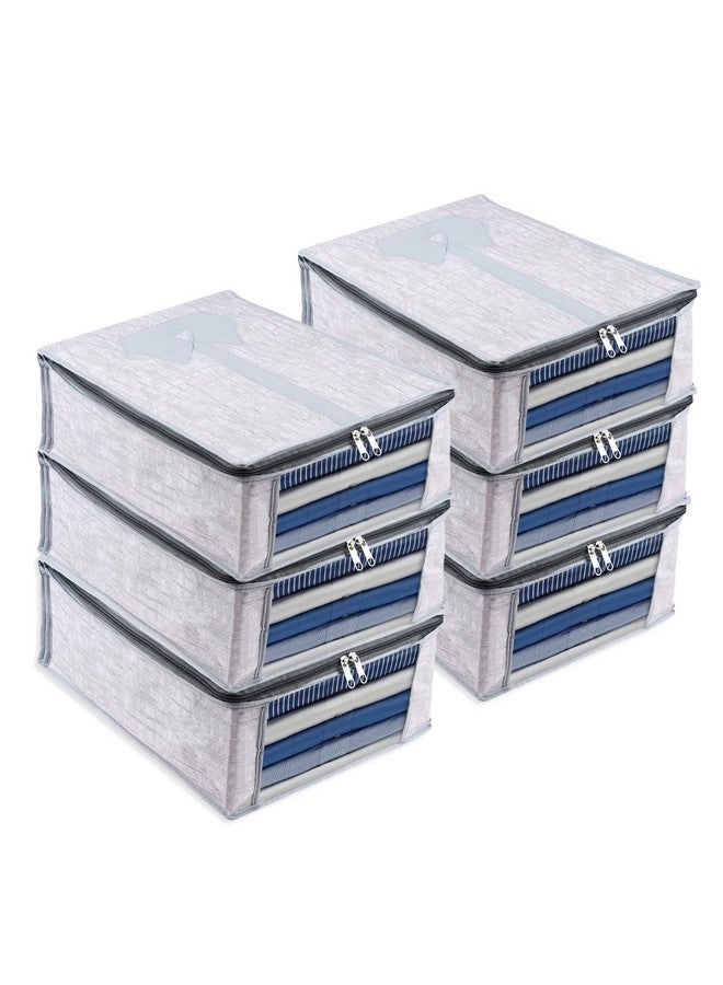 Kuber Industries Shirt Cover | Shirt Storage Organizer | Foldable Shirt Cover | Wardrobe Organizer With Transparent Window | Jute Printed Shirt Bag | Pack Of 6 | Gray, 32 CM, 16 Cm - Image 1