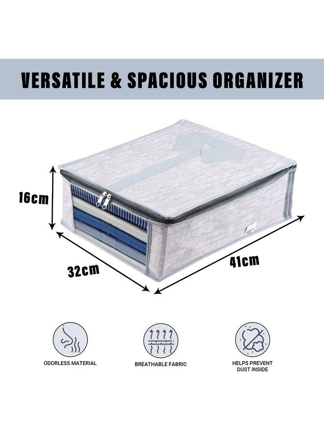 Kuber Industries Shirt Cover | Shirt Storage Organizer | Foldable Shirt Cover | Wardrobe Organizer With Transparent Window | Jute Printed Shirt Bag | Pack Of 6 | Gray, 32 CM, 16 Cm - Image 3