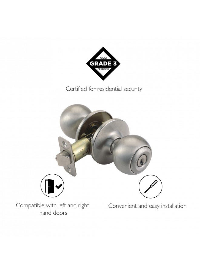 Design House Design House 781880 Ball Knob, Keyed Entry, Satin Nickel  - Image 3