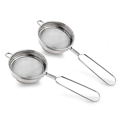 Ganesh Rio Tea Strainer/Chai Chhalni/Coffee Strainer/Tea Filter/Juice and Oil Filter with Wire Handle and Stainless Steel - Set of 2 - Image 1