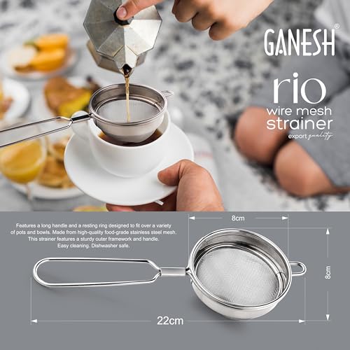 Ganesh Rio Tea Strainer/Chai Chhalni/Coffee Strainer/Tea Filter/Juice and Oil Filter with Wire Handle and Stainless Steel - Set of 2 - Image 4