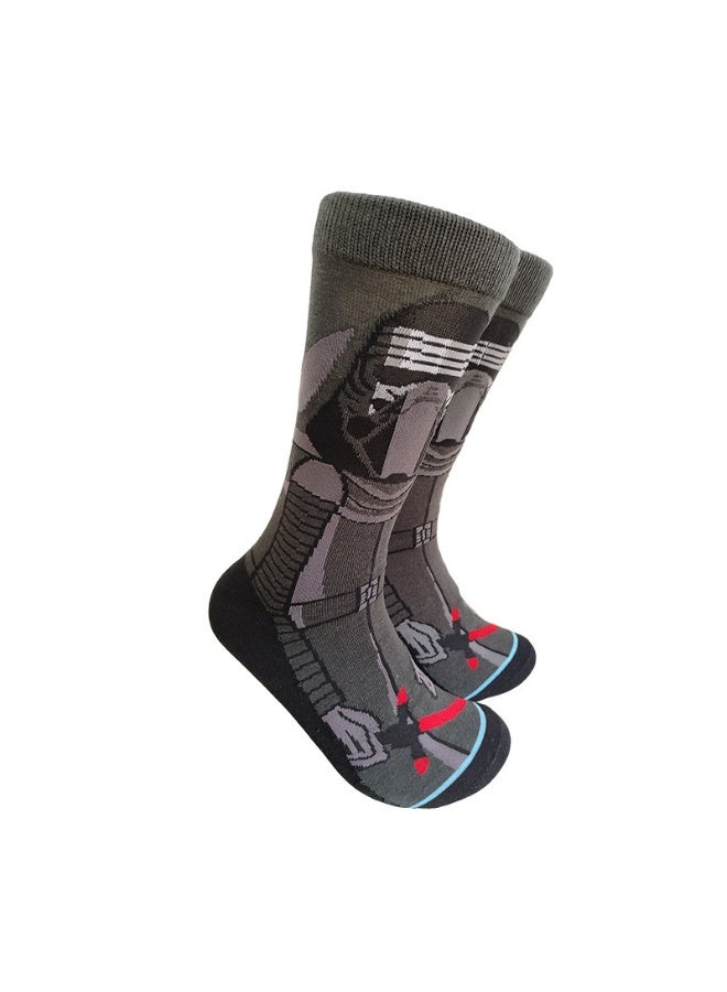 .Multicolour Novelty Anime Crew Socks, Street Fashion Trendy Cotton Blend Socks, Casual Fashion Socks for Men & Women(5P)). - Image 2