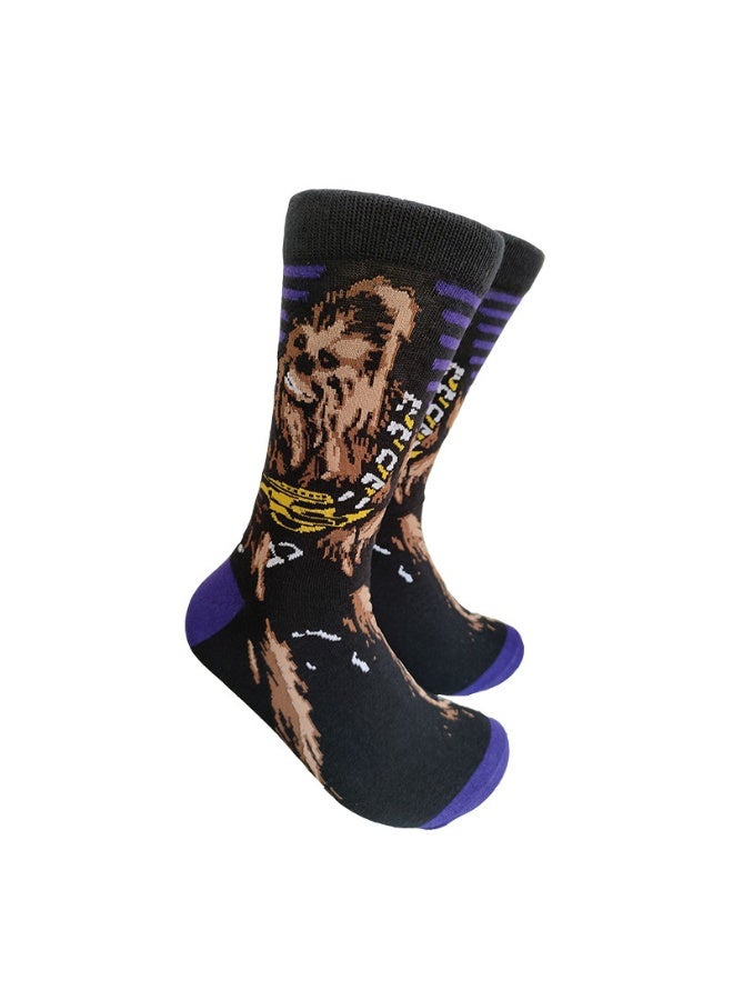 .Multicolour Novelty Anime Crew Socks, Street Fashion Trendy Cotton Blend Socks, Casual Fashion Socks for Men & Women(5P)). - Image 1