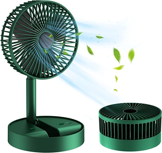 Foscadit Portable Desk FanFoldable Fan Pedestal Stand Floor Fan Adjustable Mini USB Table Fan for Home Office Desk Kitchen Green - Image 1