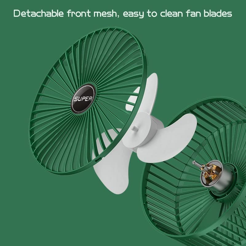 Foscadit Portable Desk FanFoldable Fan Pedestal Stand Floor Fan Adjustable Mini USB Table Fan for Home Office Desk Kitchen Green - Image 4