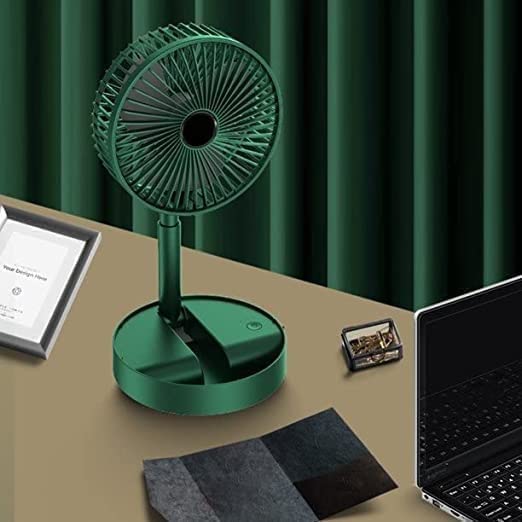 Foscadit Portable Desk FanFoldable Fan Pedestal Stand Floor Fan Adjustable Mini USB Table Fan for Home Office Desk Kitchen Green - Image 2