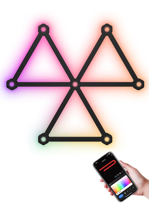 RGB LED Geometric Splicing Light Strip Set, Supports Bluetooth and App Connection, Suitable for 16 Million Color Options, Suitable for Game Rooms, Bedrooms