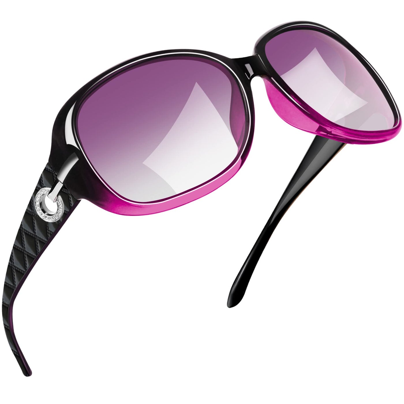 Joopin Big Sunglasses Womens Large Gradual Purple Sun Glasses Polarized UV Protection Oversized Rectangle Rhinestone Shades Ladies Trendy Sunnies