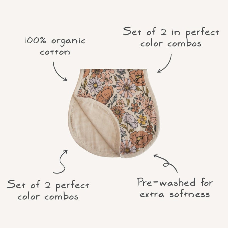 mushie Muslin Baby Burp Cloths | 100% Organic Cotton, Set of 2 (Natural/Fog) - Image 3