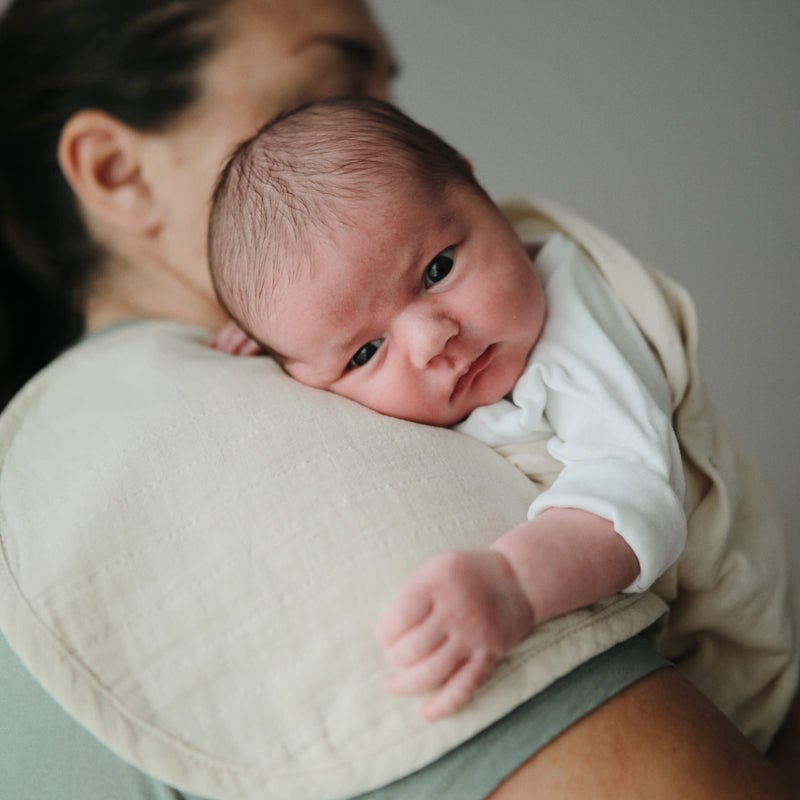 mushie Muslin Baby Burp Cloths | 100% Organic Cotton, Set of 2 (Natural/Fog) - Image 5