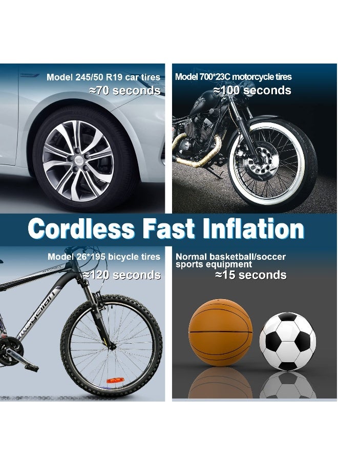 Tire Inflator Portable Air Compressor, Digital Display Tires Inflatable Air Compressor, Type-C Charging, Led Light and Accurate Pressure Readings for Bicycle, E-Bike, Car, Motorbike, ball - Image 3