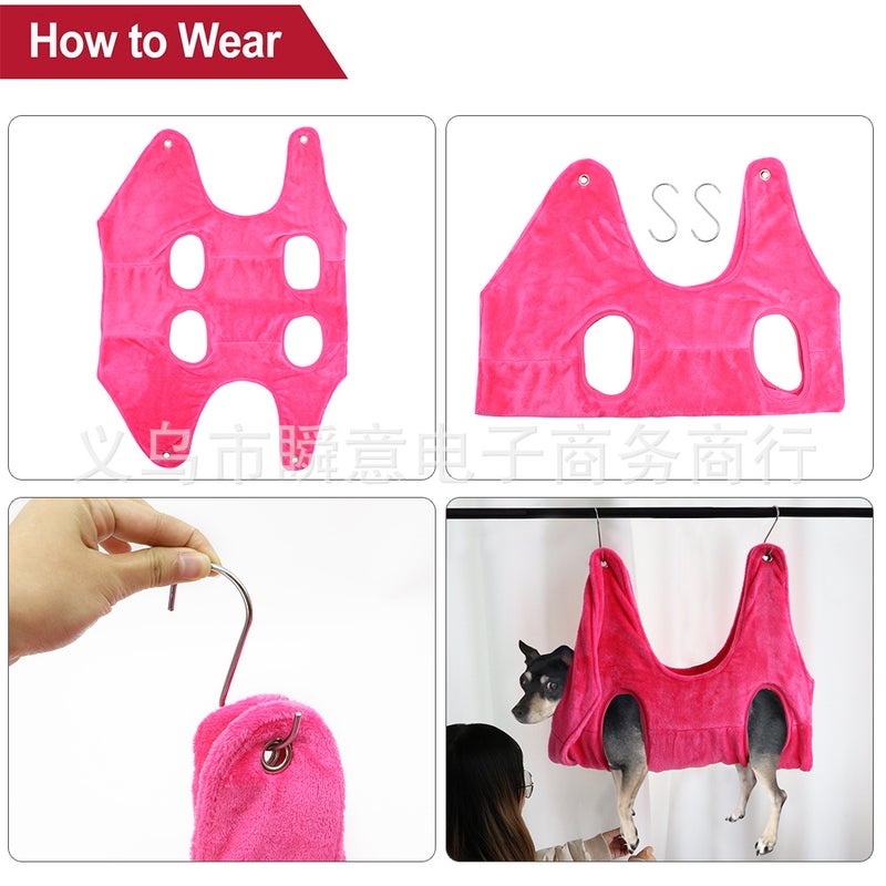 Dog Cat Hammock Pet Nail Clipper Pet Trim Grooming Hammock Tool Thickening Source Manufacturer M double layer thick pink - Image 5