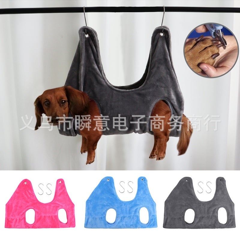 Dog Cat Hammock Pet Nail Clipper Pet Trim Grooming Hammock Tool Thickening Source Manufacturer M double layer thick pink - Image 3