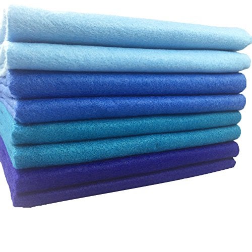 flic-flac 4pcs Thick 1.4mm Soft Felt Fabric Sheet Assorted Color Felt Pack DIY Craft Sewing Squares Nonwoven Patchwork (92x90cm Blue) - Image 1