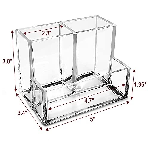 KiDEPOCH Pen Holder, Clear Acrylic Pen Holder for Desk, Makeup Brush Storage Organizer, Modern Desk Organizer for School, Home and Office. - Image 2