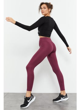 Tommy Life Claret Red Women's High Waist Stretch Slim Fit Skinny Leg Leggings-94545_1  - Image 3