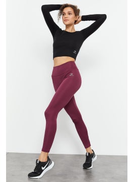 Tommy Life Claret Red Women's High Waist Stretch Slim Fit Skinny Leg Leggings-94545_1  - Image 5