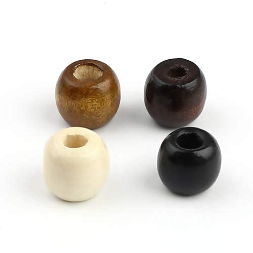 Craft Making Shop 500 Multicolor Natural Colors Large Hole Macrame Wood Beads 12mm x 10mm Diameter 5.5mm Hole - Image 3