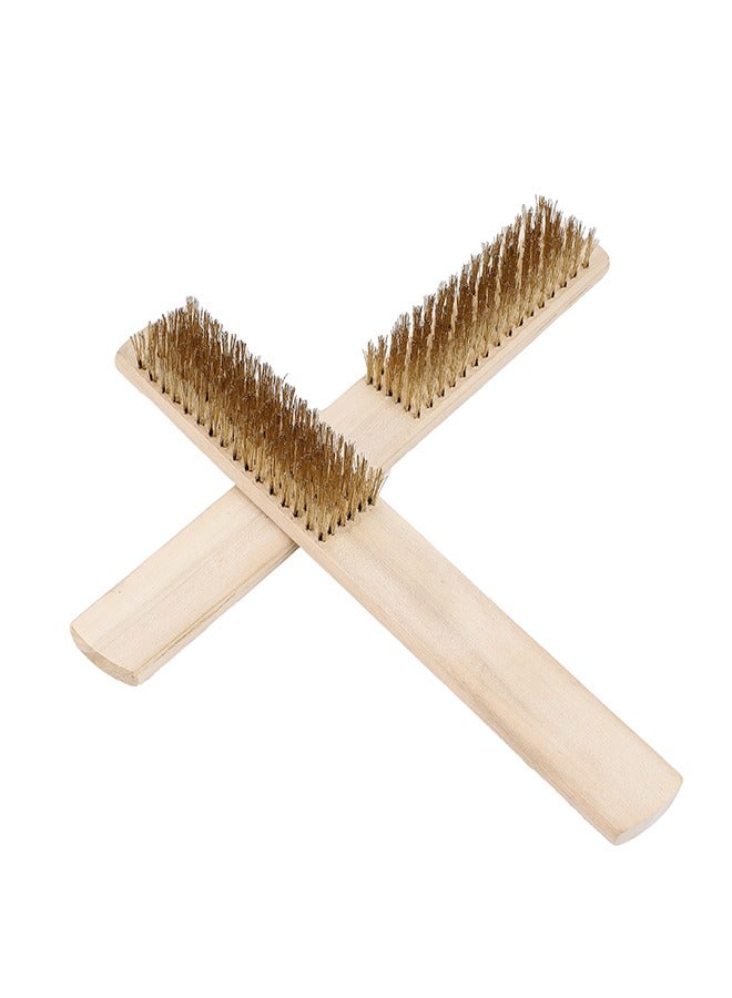 LAWAZIM Wire Brush Set -2 Piece- Heavy-Duty Anti-Corrosion Rust Removal Surface Cleaning Brushes with Ergonomic Wooden Grip for Paint Stripping, Metal Preparation, Automotive Cleaning and DIY Projects - Image 1