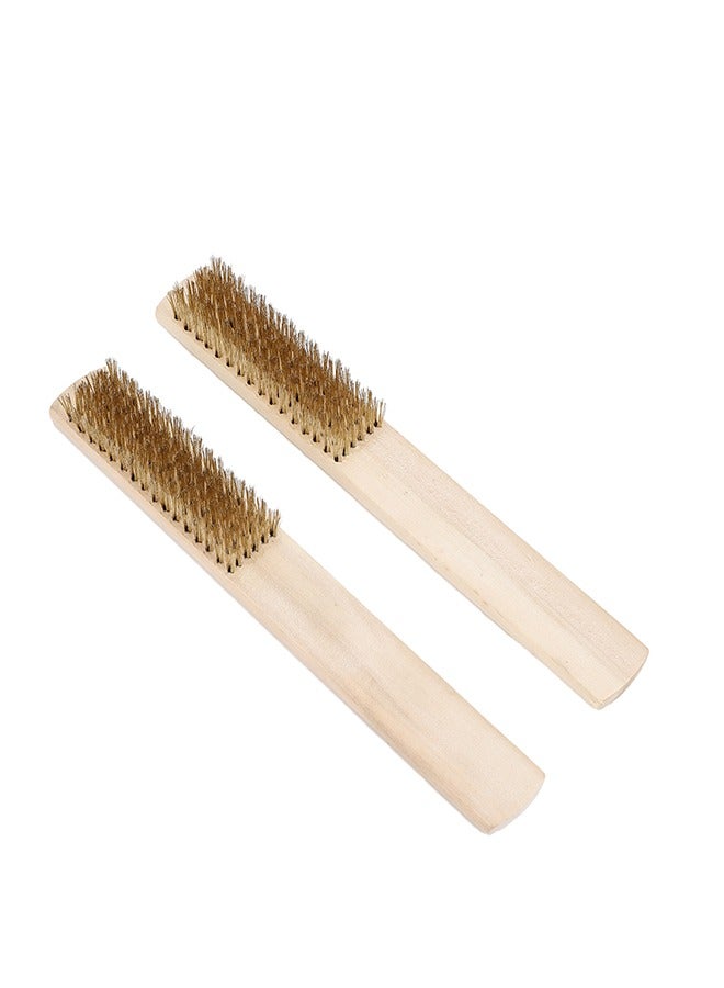 LAWAZIM Wire Brush Set -2 Piece- Heavy-Duty Anti-Corrosion Rust Removal Surface Cleaning Brushes with Ergonomic Wooden Grip for Paint Stripping, Metal Preparation, Automotive Cleaning and DIY Projects - Image 3