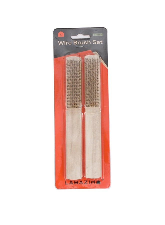 LAWAZIM Wire Brush Set -2 Piece- Heavy-Duty Anti-Corrosion Rust Removal Surface Cleaning Brushes with Ergonomic Wooden Grip for Paint Stripping, Metal Preparation, Automotive Cleaning and DIY Projects - Image 5