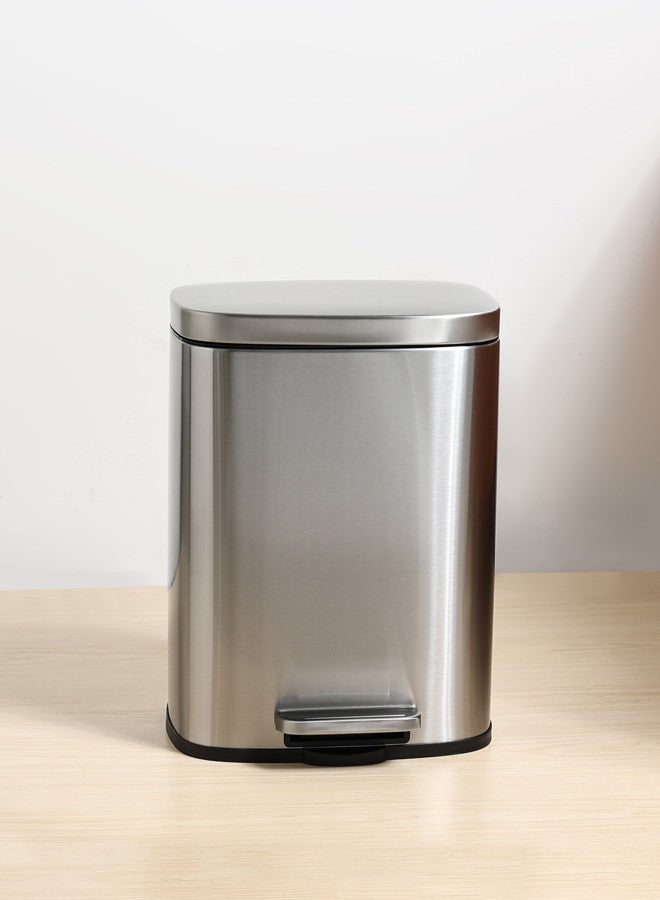 Trust Stainless Steel Trash Bin 20L Silver Anti-Fingerprint & Soft Close Lid - Image 1