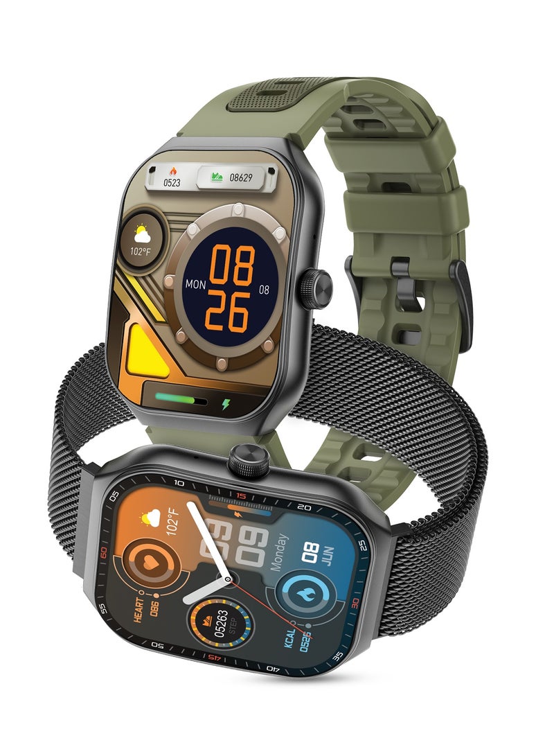 Cellairis ULTIMA C Smart Watch with Bluetooth Calling, 1.96" Display, Wireless Charging, Water-Resistant & Multi-Language Support - Extra Silicon Strap - Image 1