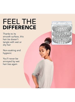invisibobble invisibobble Original Traceless Spiral Hair Ties with Strong Grip, Non-Soaking, Hair Accessories for Women - Crystal Clear , 3 Count (Pack of 1)  - Image 2
