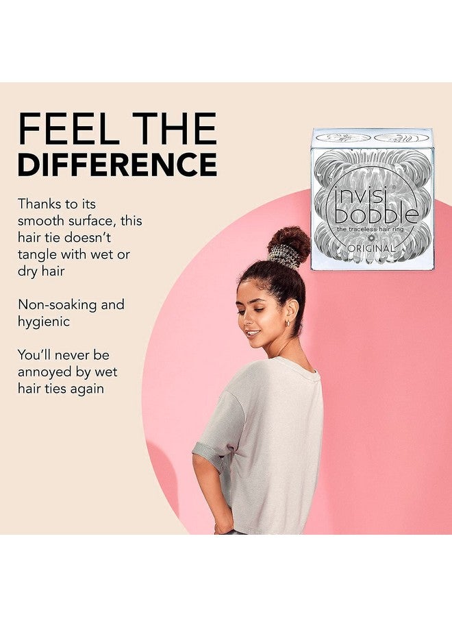invisibobble Original Traceless Spiral Hair Ties with Strong Grip, Non-Soaking, Hair Accessories for Women - Crystal Clear , 3 Count (Pack of 1) - Image 2