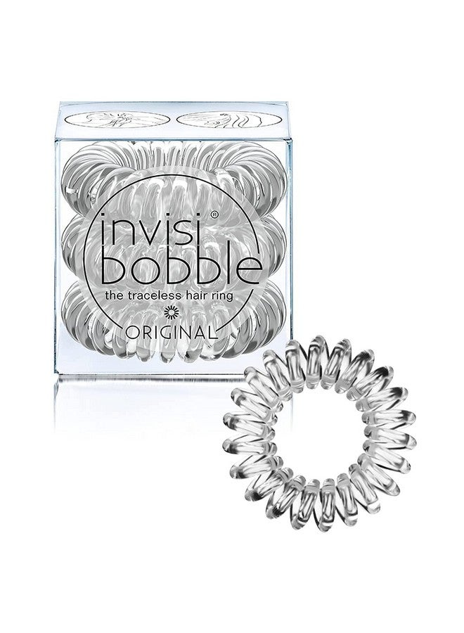 invisibobble Original Traceless Spiral Hair Ties with Strong Grip, Non-Soaking, Hair Accessories for Women - Crystal Clear , 3 Count (Pack of 1) - Image 1