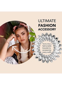 invisibobble invisibobble Original Traceless Spiral Hair Ties with Strong Grip, Non-Soaking, Hair Accessories for Women - Crystal Clear , 3 Count (Pack of 1)  - Image 3