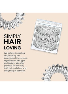 invisibobble invisibobble Original Traceless Spiral Hair Ties with Strong Grip, Non-Soaking, Hair Accessories for Women - Crystal Clear , 3 Count (Pack of 1)  - Image 4