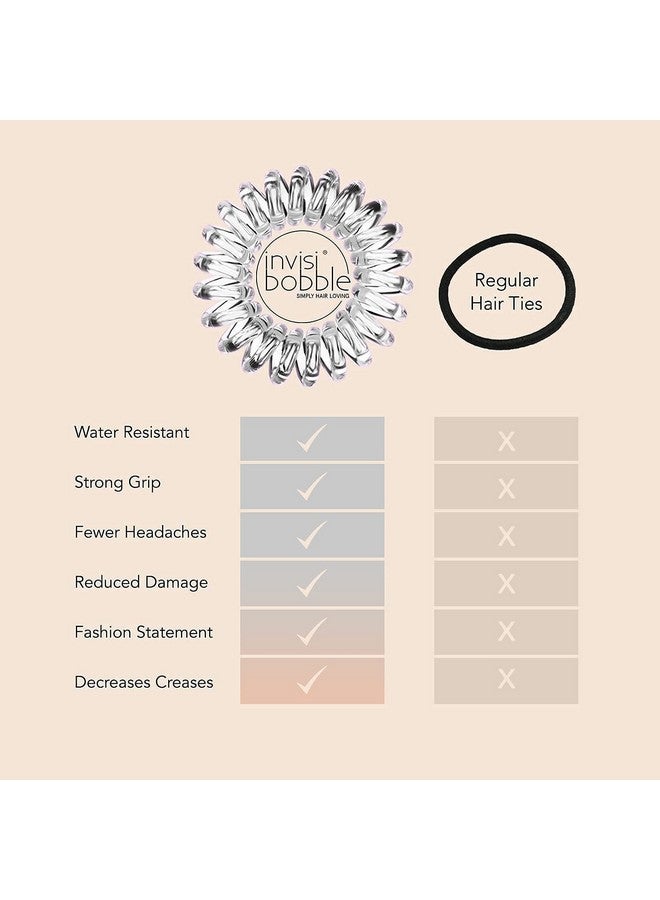 invisibobble Original Traceless Spiral Hair Ties with Strong Grip, Non-Soaking, Hair Accessories for Women - Crystal Clear , 3 Count (Pack of 1) - Image 5