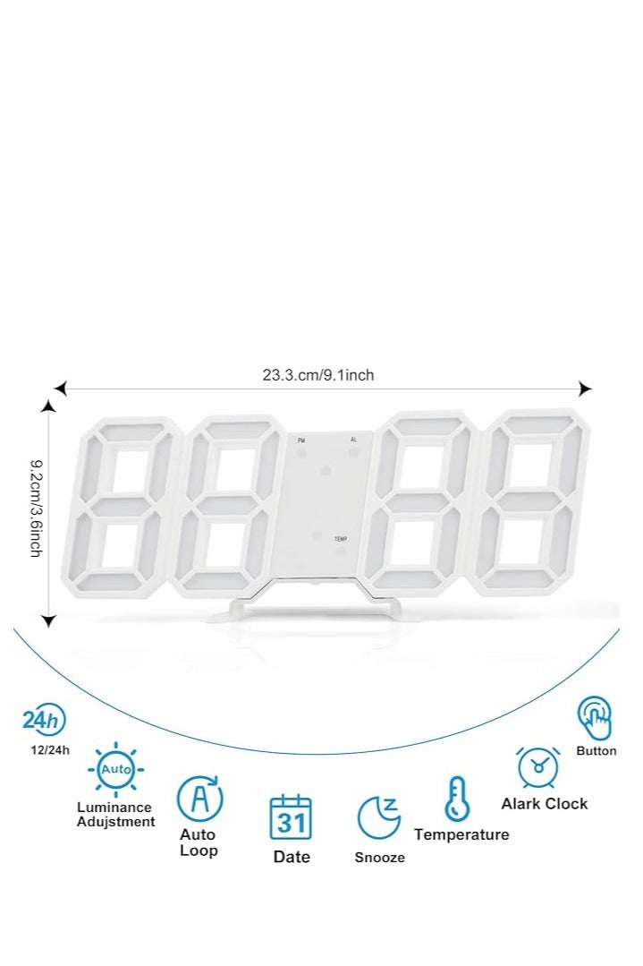 Premium 3D LED Digital Wall & Desk Clock – Date, Time & Temperature Display | Adjustable Brightness & Night Mode | 3 Alarm Settings | USB Powered Modern Home & Office Decor  - Image 3