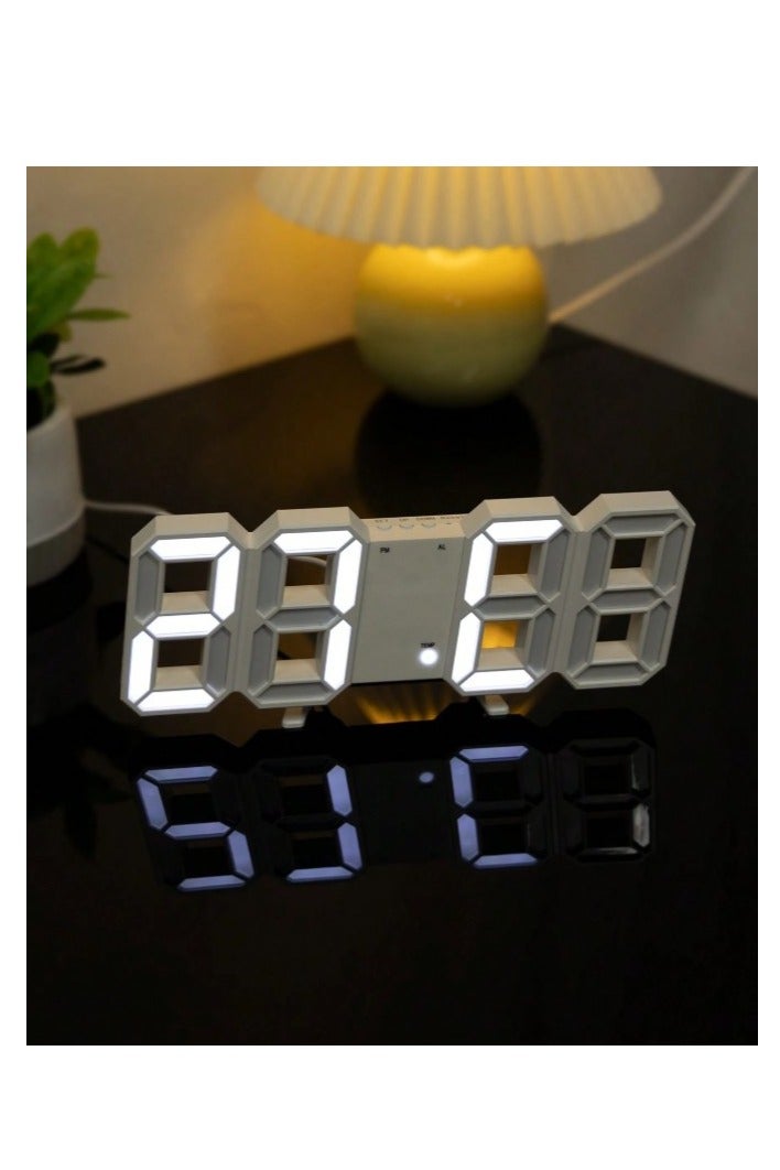 Premium 3D LED Digital Wall & Desk Clock – Date, Time & Temperature Display | Adjustable Brightness & Night Mode | 3 Alarm Settings | USB Powered Modern Home & Office Decor  - Image 2