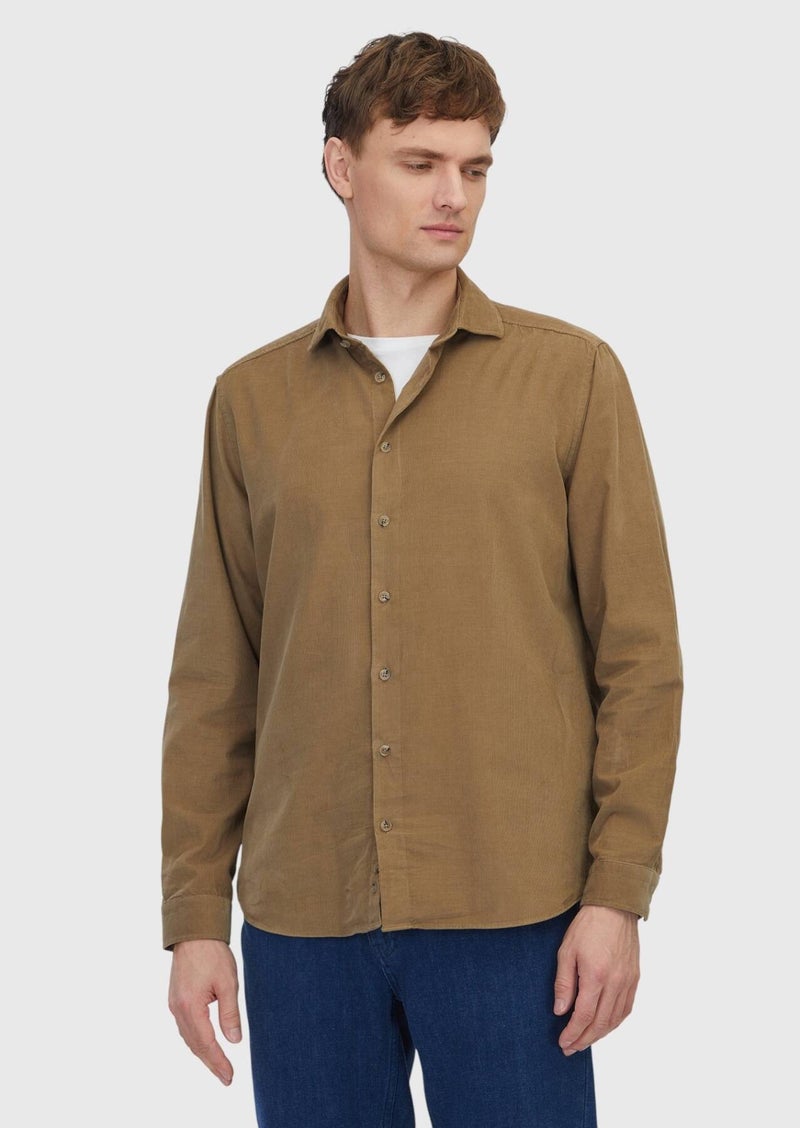 RAMSEY Mink Plain Long Weaving Casual 100% Cotton Shirt - Image 4