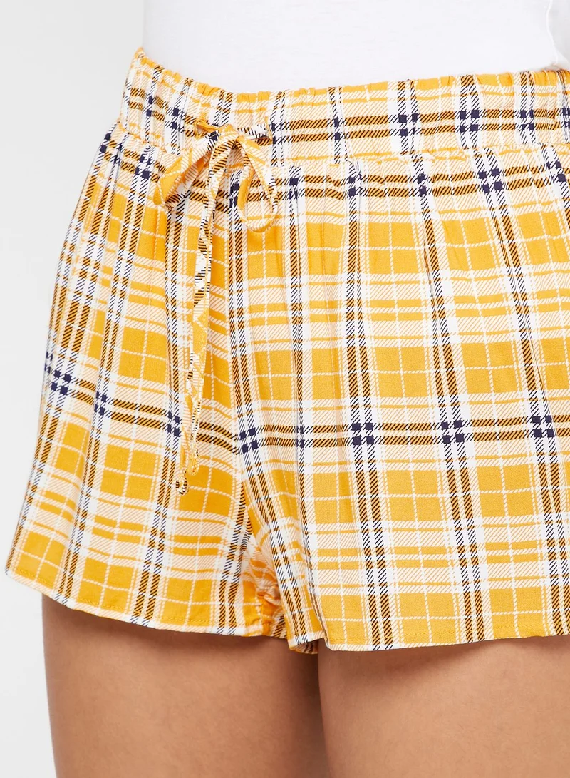 FOREVER 21 Checked Tie Waist Shorts