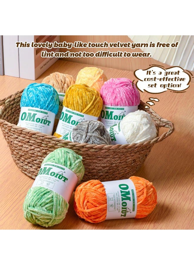 OMoiut 12 Pack Multicolored Plush Chenille Yarn，Velvet Baby Blanket Yarn for Crocheting Soft ，(1200 g/42.3 oz，1440 m/1574 yds Fluffy Amigurumi Crochet Yarn Set A - Image 4