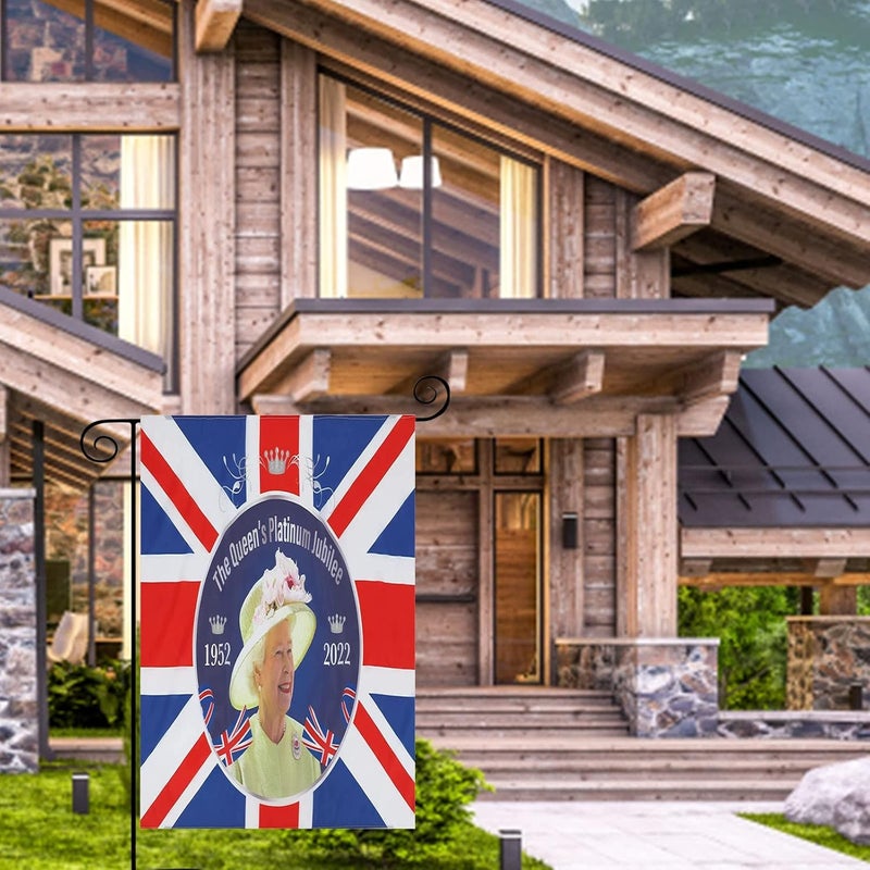 klarako Queens Platinums Jubilee Garden Flag Union Jack British Flags Garden Decorations Vertical Banner Flags For Party Weather Resistant & Double Stitched Yard Flags,12x18 Inch (A) - Image 5