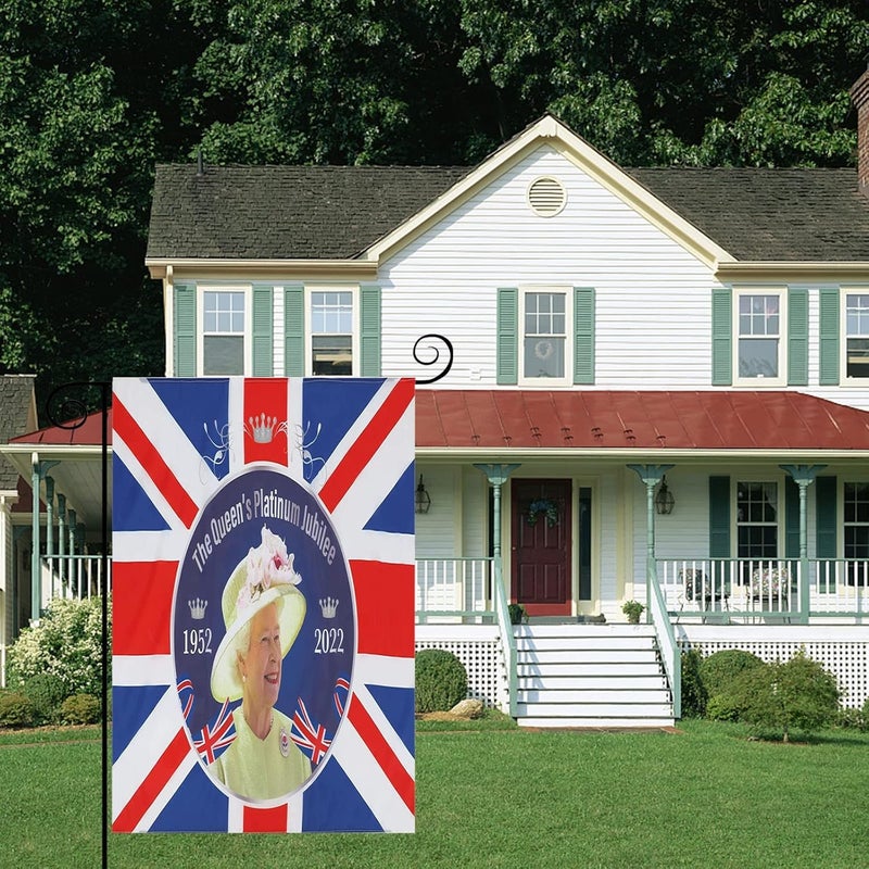 klarako Queens Platinums Jubilee Garden Flag Union Jack British Flags Garden Decorations Vertical Banner Flags For Party Weather Resistant & Double Stitched Yard Flags,12x18 Inch (A) - Image 2