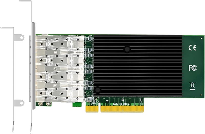 جلوتريندز بطاقة شبكة ST7219 إيثرنت 10G SFP+ بأربعة منافذ مع وحدة تحكم Intel X710-BM1، واجهة PCIE 3.0 X8، تدعم نظام التشغيل Windows 11/10/Windows Server/Linux/ESX/VMware ESXi (لا تدعم نظام التشغيل Mac OS) - Image 1