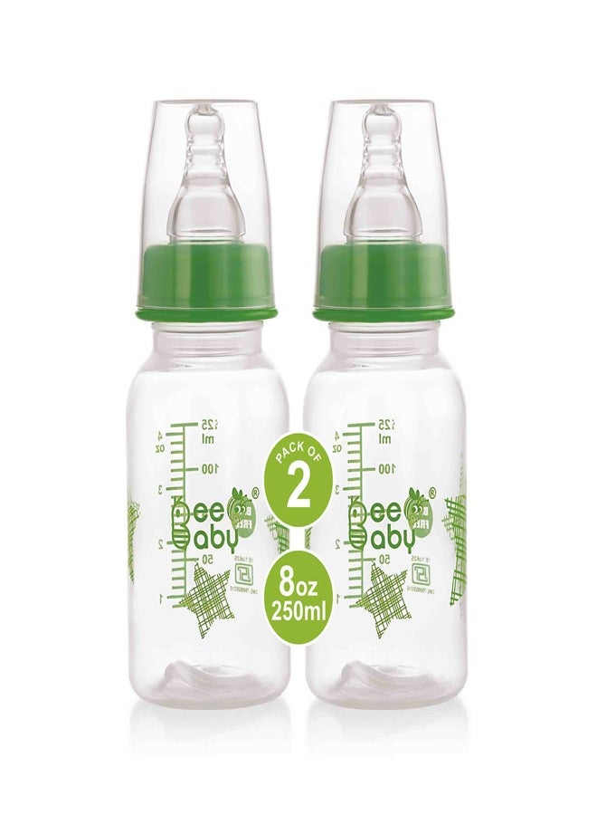 BeeBaby Basic Slim Neck Baby Feeding Bottle with Premium Anti Colic Silicone Nipple for New Born/Infant/Toddler/Babies, 100% BPA Free ((Pack of 2) 125 ML, Green) - Image 1