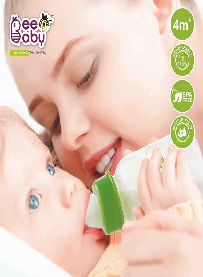 BeeBaby Basic Slim Neck Baby Feeding Bottle with Premium Anti Colic Silicone Nipple for New Born/Infant/Toddler/Babies, 100% BPA Free ((Pack of 2) 125 ML, Green) - Image 3