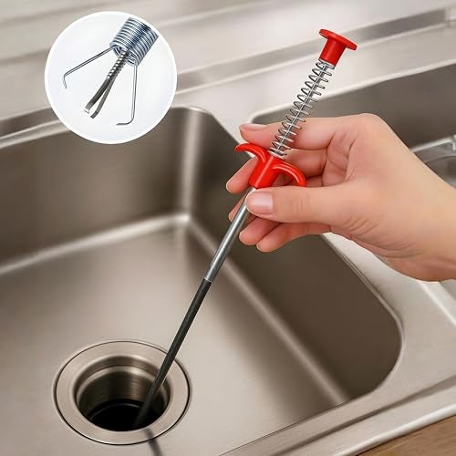 Vemlons Drain Cleaner Wire Stick Stainless Steel Hair Catching Claw Drain Sewer Cleaning Spring Sink Pipe Plunger Unblocked Kitchen Bath Basin Hairs Remover Tool (160 cm,1 Pc) - Image 5