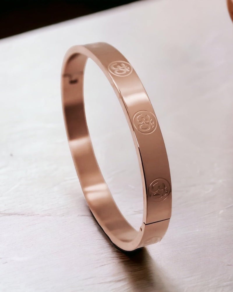 MEENAZ Bracelet for Men Stylish | Rose Gold Kada for men golden Aum Om Bracelets for Men Boys | Bracelet for Boys Stainless Steel Kadas 8 mm | Waterproof, Anti-tarnish,Rust free,Skin friendly 744 - Image 2
