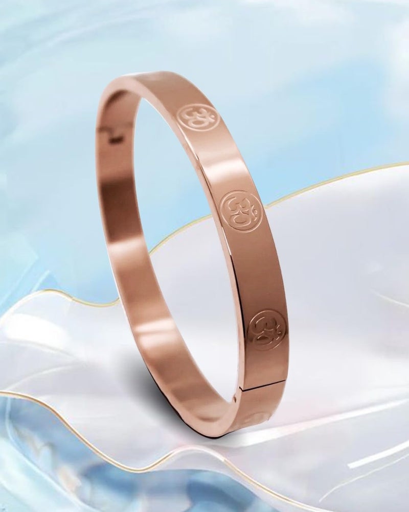 MEENAZ Bracelet for Men Stylish | Rose Gold Kada for men golden Aum Om Bracelets for Men Boys | Bracelet for Boys Stainless Steel Kadas 8 mm | Waterproof, Anti-tarnish,Rust free,Skin friendly 744 - Image 5