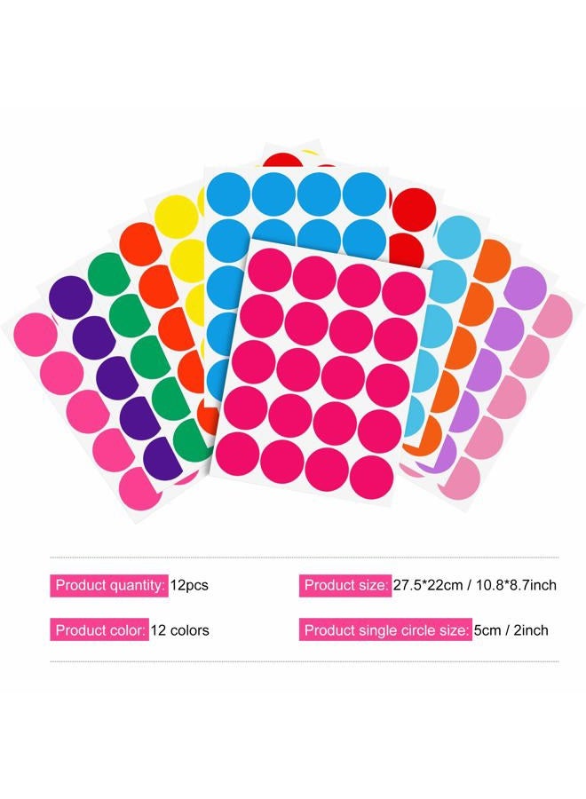 Zonon 240 Pieces Polka Dots Wall Decor Vinyl Circle Wall Stickers Multi-Color Dots Decals for Kids Girls Boys Bedroom Living Room Playroom Wall (2 Inch, 12 Bright Colors) - Image 2