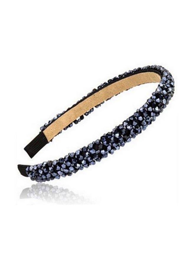 Ruihfas - Fashion Sparkle 4 Rows Crystal Rhinestone Headbands Beaded Hair Hoop Band (Navy) - Image 1